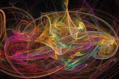 soyut arkaplan renk eğilimleri 2022, 3D illüstrasyon, iğne sarı k siyah çizgiler, grafik ve tasarım sanat projeleri için fraktal benzersiz kompozisyon. Yüksek kalite 