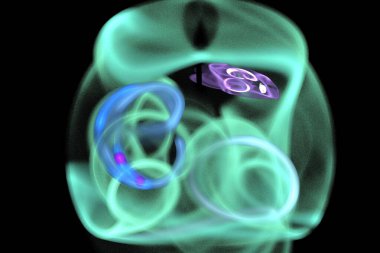 soyut arkaplan, 3 boyutlu illüstrasyon, grafik ve tasarım sanat projeleri için yeşil siyah çok renkli fraktal kompozisyon. Yüksek kalite