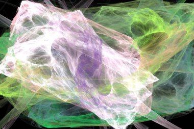 soyut arkaplan renk eğilimleri 2022, 3D illüstrasyon, menekşe yeşili çok renkli çizgiler, grafik ve tasarım sanat projeleri için fraktal benzersiz kompozisyon. Yüksek kalite 