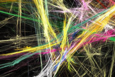 soyut arkaplan renk eğilimleri 2022, 3D illüstrasyon, sarı kırmızı siyah çok renkli çizgiler, grafik ve tasarım sanat projeleri için fraktal benzersiz kompozisyon. Yüksek kalite 