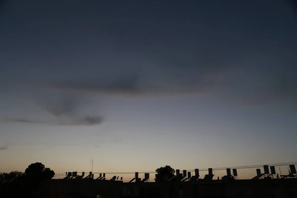 Puesta Sol Sobre Ciudad Foto Alta Calidad — Foto de Stock