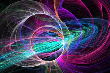 soyut arkaplan renk eğilimleri 2022, 3D illüstrasyon, grafik ve tasarım sanat projeleri için siyah çok renkli çizgiler fraktal benzersiz kompozisyon. Yüksek kalite 