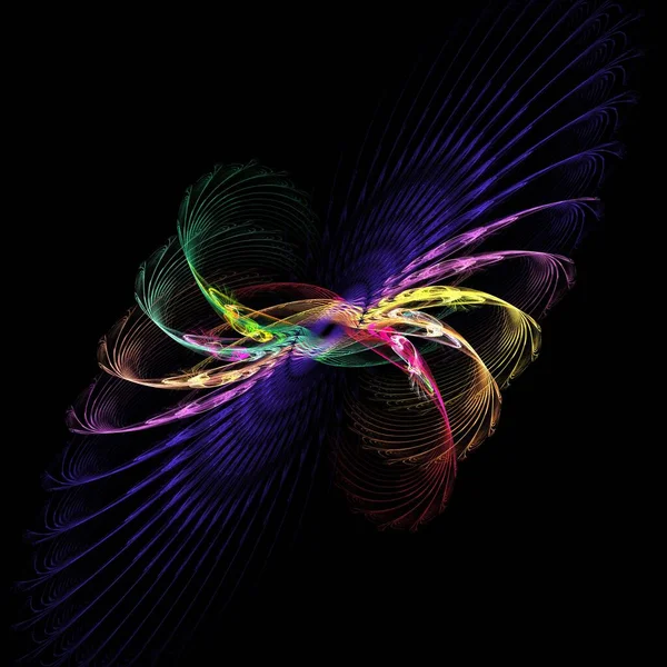 abstract background color trends 2022 , 3D illustration, rendering black multi colored lines fractal unique composition for graphic and design art projects. High quality