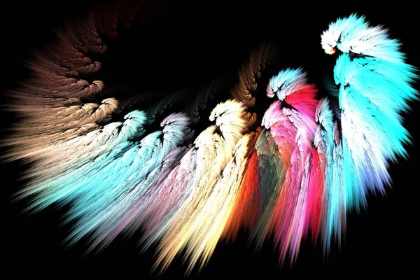 abstract background color trends 2022 , 3D illustration, rendering black multi colored lines fractal unique composition for graphic and design art projects. High quality