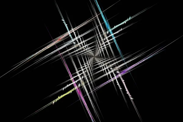 abstract background color trends 2022 , 3D illustration, rendering black multi colored lines fractal unique composition for graphic and design art projects. High quality