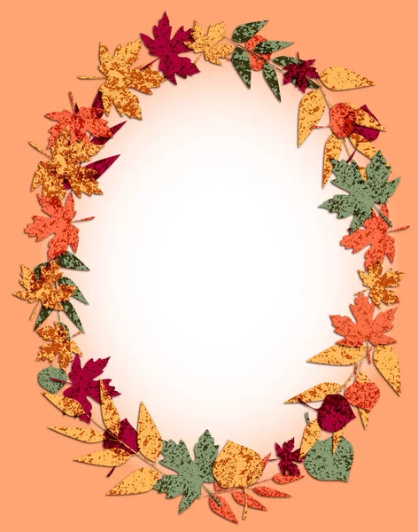 Sonbahar kartpostalında sonbahar parlak yapraklarının resmi var. Doku kullanılarak eşsiz bir şekilde yapılmış..