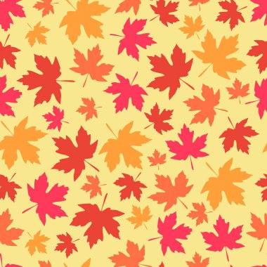 Akçaağaç yapraklarının görüntüsüyle parlak renksiz desen.