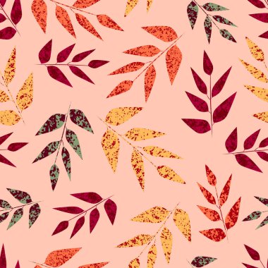 Güz söğüt yaprağı görüntüsü olan kusursuz bir desen. Doku kullanılarak eşsiz bir tarzda yapılmış..