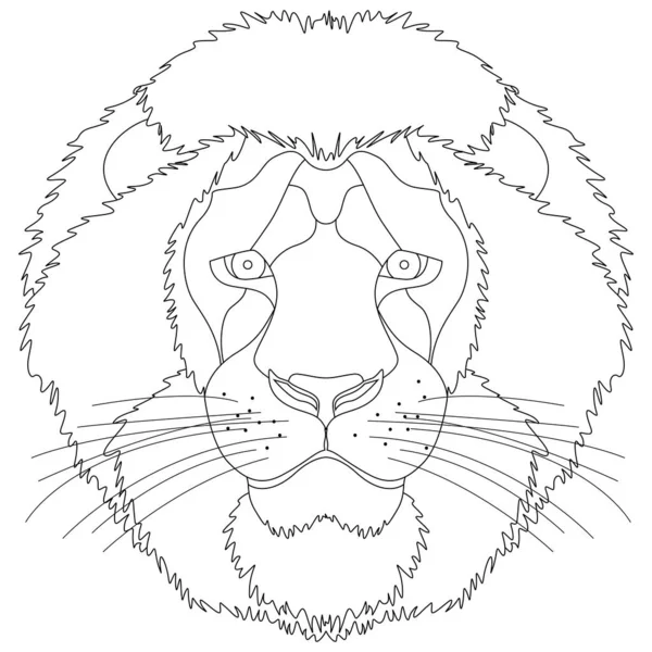 Page Colorier Avec Image Une Tête Lion Loisirs Divertissement Conception — Image vectorielle
