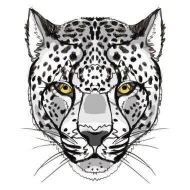 El çizimi şeklinde kar leoparı burnu şeklinde vektör izi..