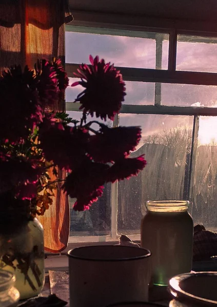 Asterlar büyükannenin masasında bardakta.