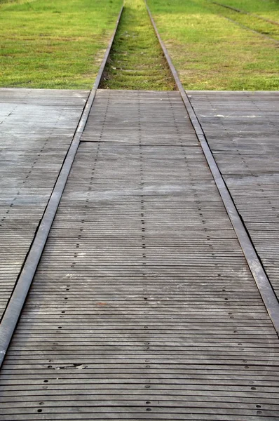 Zavřít pohled na železniční trať — Stock fotografie