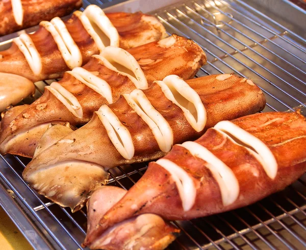 BBQ with roasted squid — Stock Photo, Image