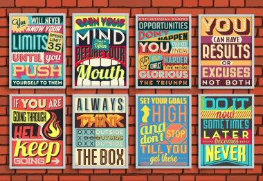 Set of Retro Vintage Motivational Quotes vector