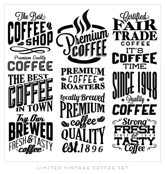 Set of Retro Vintage Coffee Labels — Stock Vector