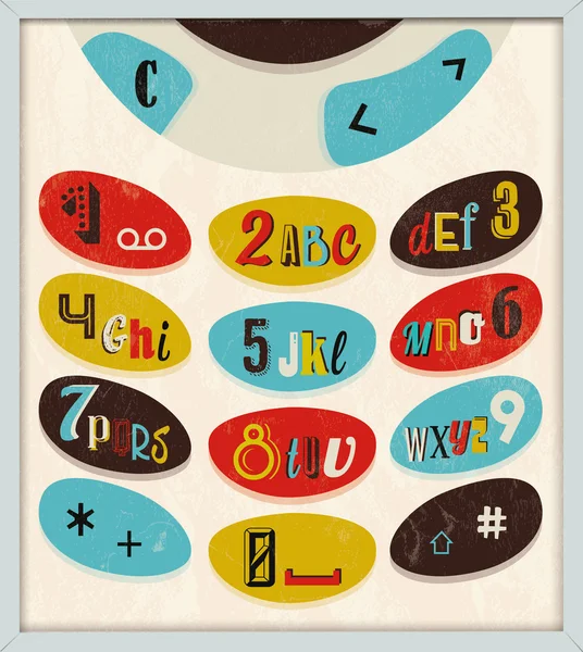 Número de teléfono con alfabeto kayboard — Vector de stock