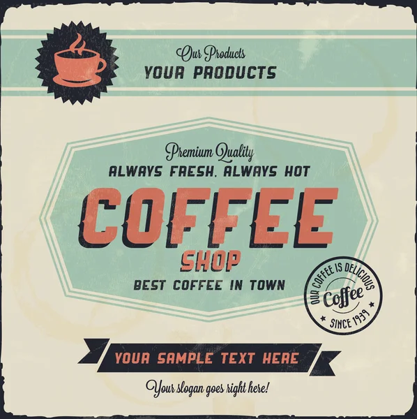 Retro vintage koffie achtergrond — Stockvector