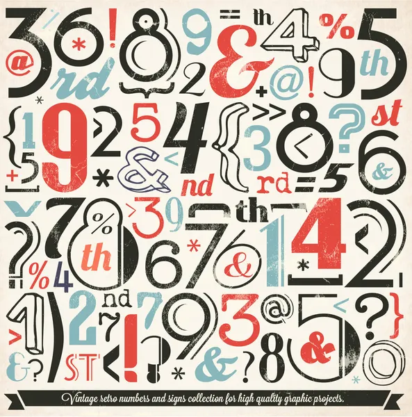 Various Vintage Number and Typography Collection — Stock Vector