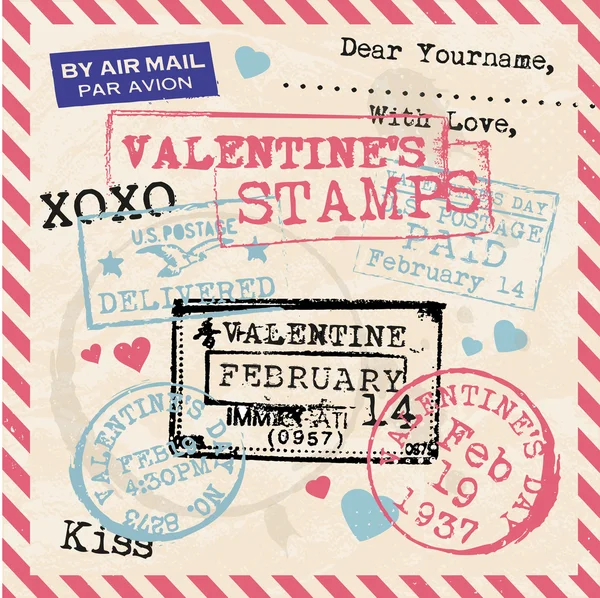 Walentynki znaczki tło — Wektor stockowy