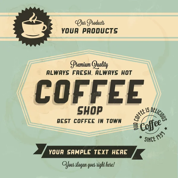 Retro vintage kávy pozadí — Stockový vektor