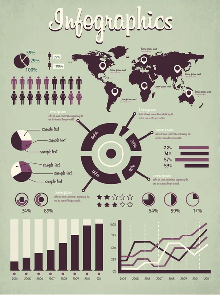 Set infographic elementen voor uw documenten en rapporten — Stockvector