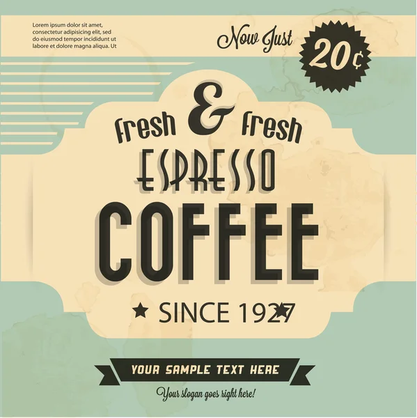 Arrière-plan café avec typographie — Image vectorielle
