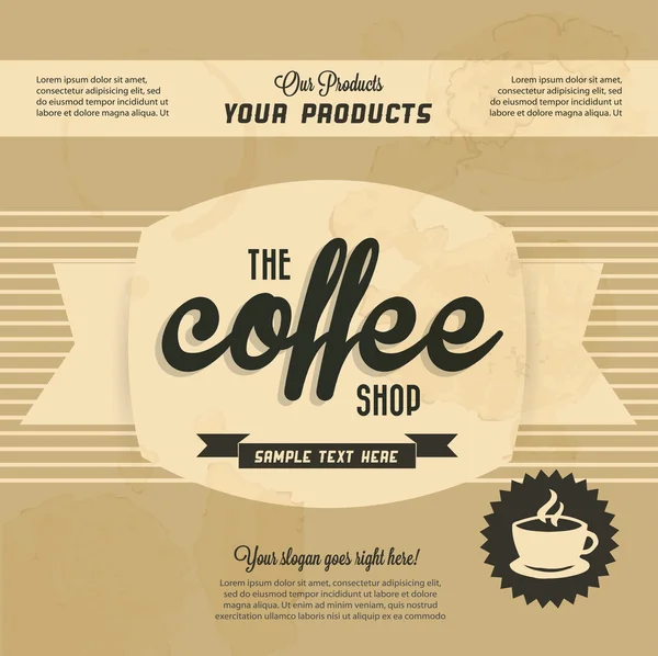 Fundal de cafea cu tipografie — Vector de stoc