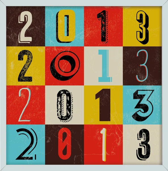 Cartel de año nuevo colorido retro vintage 2013 — Archivo Imágenes Vectoriales