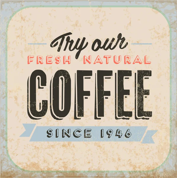 Retro Vintage Coffee Tin Sign — Stock Vector