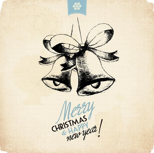 Cartão de felicitações de Natal desenhado à mão — Vetor de Stock