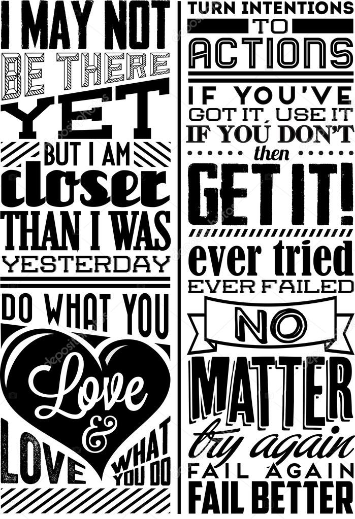 Set of Retro Vintage Motivational Quotes