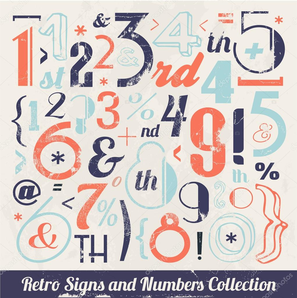 Various Vintage Number and Typography Collection