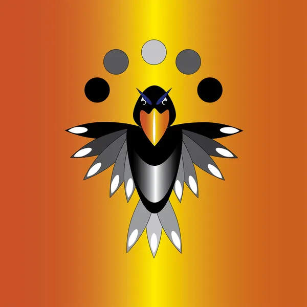 Corbeau sur fond orange — Image vectorielle