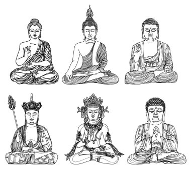 Dövme sanatı Buddha tasarımı el çizimi ve çizimi