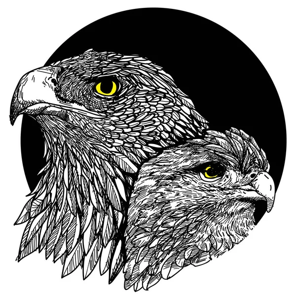 Татуювання Художній Ескіз Орла Квітах Чорно Білий — стоковий вектор