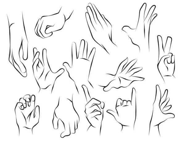 Mãos Esboço Desenho Preto Branco — Vetor de Stock