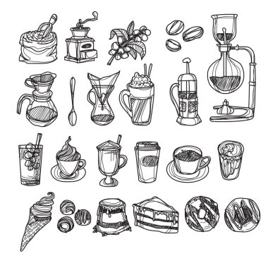 El çizimi kahve arkaplan eskizi siyah beyaz