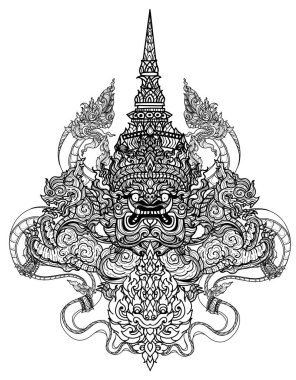 Dövme sanatı dev el çizimi ve çizim siyah beyaz