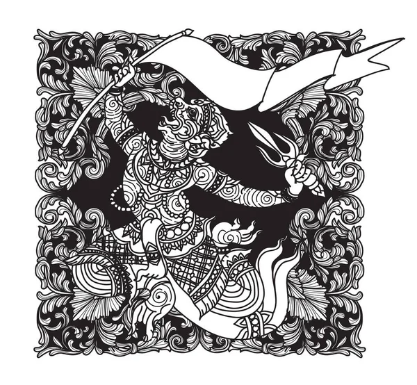 Татуировка Искусства Тигра Дракона Волка Слона Череп Рисунок Набросок Черно — стоковый вектор