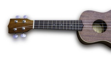 Beyaz arkaplanda Ukulele Hawai gitarı izole edilmiş