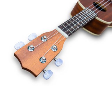 Beyaz arkaplanda Ukulele Hawai gitarı izole edilmiş