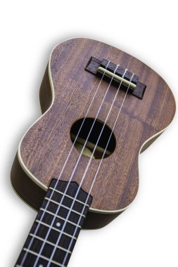 Beyaz arkaplanda Ukulele Hawai gitarı izole edilmiş