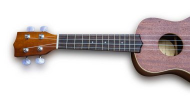 Beyaz arkaplanda Ukulele Hawai gitarı izole edilmiş
