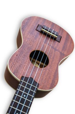 Beyaz arkaplanda Ukulele Hawai gitarı izole edilmiş