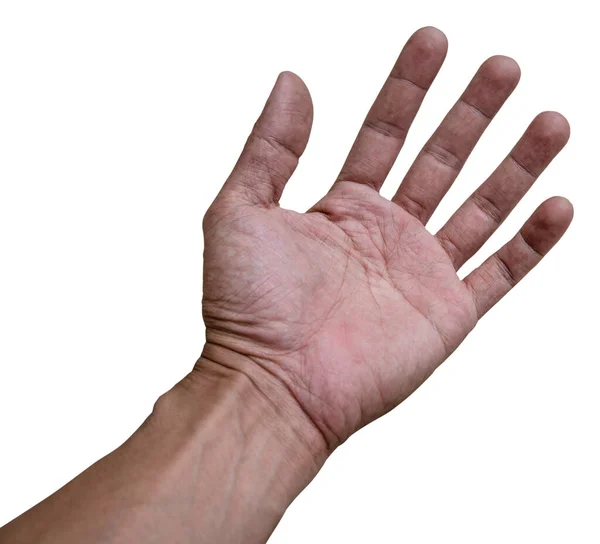白い背景に隔離された男の手のサイン — ストック写真