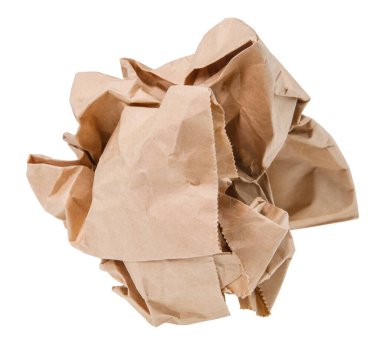 Kahverengi kağıt bir topa dönüştü..