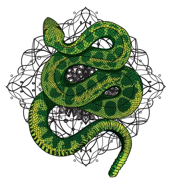 Tattoo Art Serpent Dessin Main Croquis — Image vectorielle