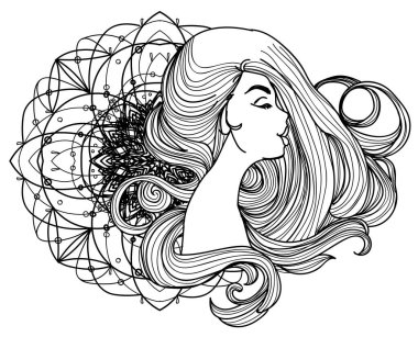 Dövmeli sanat kadınları el çizimi ve çizim