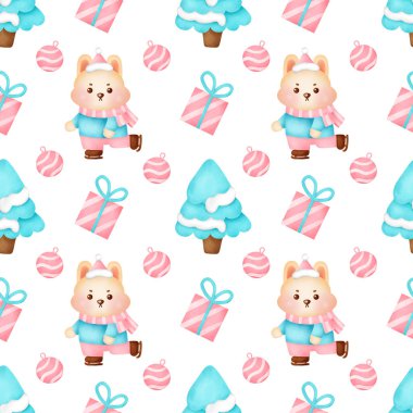 Sulu Boya Noel seamless modeli .