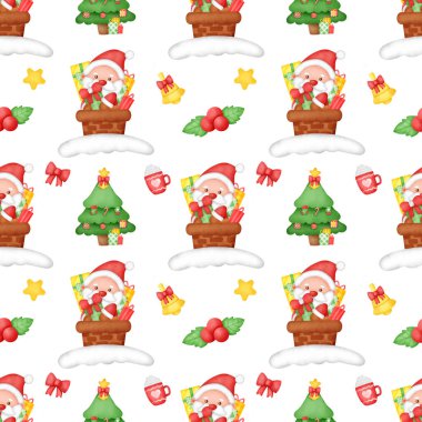 Noel Baba 'nın kusursuz deseni suluboya tarzında.